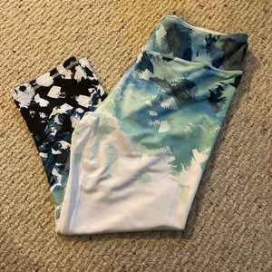 Fabletics Winn Capri PureLuxe Tidal Wave Print Women’s size Large